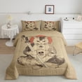 thumbnail image 2 of Manfei Japanese Samurai Twin Comforter Set,Boho Kitten Gothic Skull,Cozy Reversible Decor,2-Piece, 2 of 8