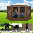 thumbnail image 5 of COBIZI 15x15 Pop up Gazebo Extra Large Screen Tent, 8-Sided Screen House for Camping, Camping Outdoor Screened Gazebo with 7 Sidewalls, Portable Hub Tent with Carrying Bag and Ground Stakes, Brown, 5 of 10