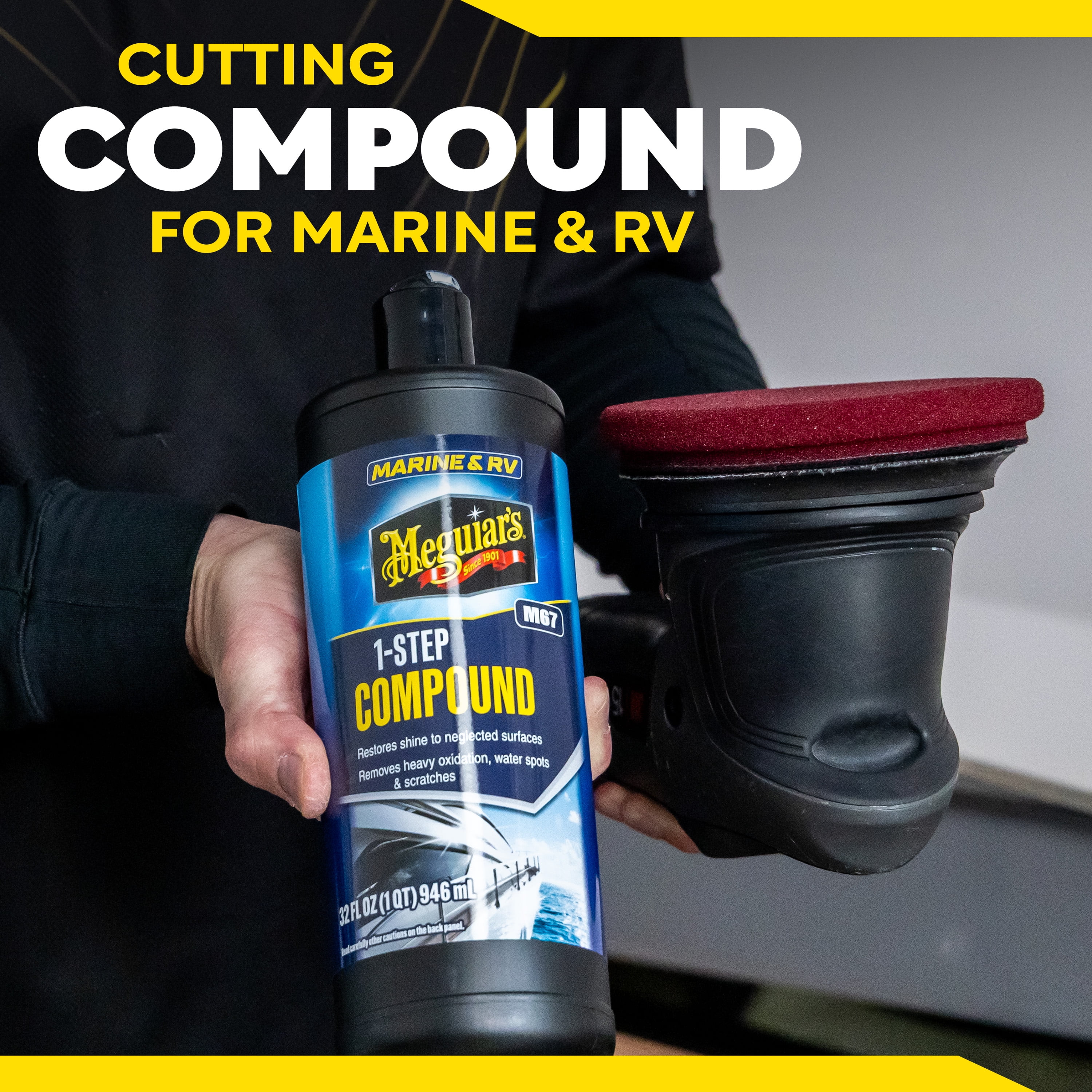 Meguiar's M6732, Multicolor Metal 32 fl oz, Meguiar's M67 Marine/RV One Step Compound for Recreational Vehicle Exterior, 1 Piece 1 Pack