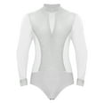 thumbnail image 3 of iiniim Mens 2-Piece Set Latin Dance Outfits Long Sleeve Bodysuit Dance Leotard with Flared Pants White XL, 3 of 7