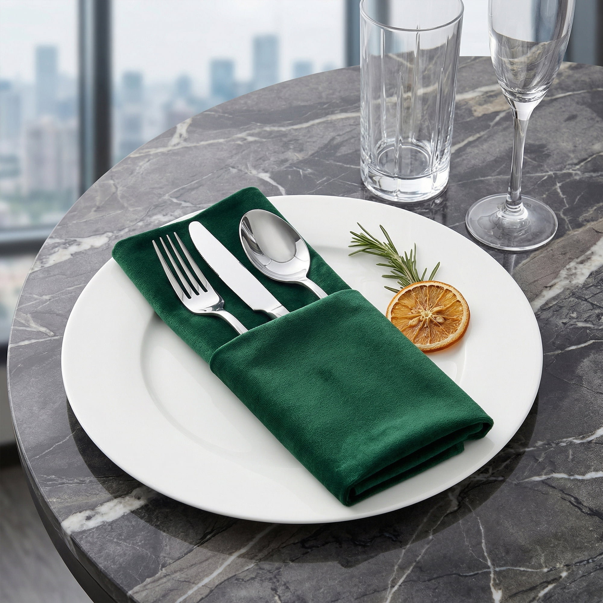 Unique Bargains 12 Pack Soft Durable Velvet Cloth Napkins for Parties Dark green 18"x18"