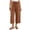 Orange, variant on LEAVINGSUO Linen Pants for Women Solid Color Casual Decorative Button Drawstring Capri Trousers Black S