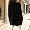 thumbnail image 6 of Fesfesfes Women's Casual Velour Open Front Long Cardigan Duster Coat Long Sleeve Solid Color Elegant Top Outwear for Fall Winter Christmas Holiday Daily Wear, 6 of 8
