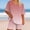 Pink, variant on Plus Size Biker Shorts Set for Women 2 Piece Outfits Loose V Neck Short Sleeve Tunic Tops Gradient Sweatsuit Sets
