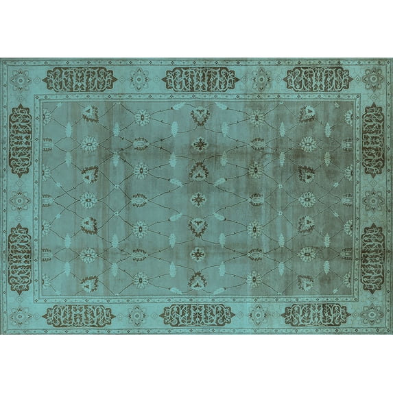 Ahgly Company Indoor Rectangle Oriental Light Blue Traditional Area Rugs, 2' x 5'