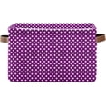 thumbnail image 2 of Storage Basket Polka Dots Purple Foldable Canvas Laundry Baskets Bin Waterproof Inner Layer with Sturdy Handles for Toy Nursery Blanket Clothes 2 Pack, 2 of 7