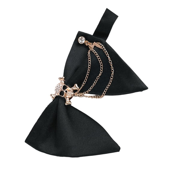 Oversized Bows Tie for Men Adjustable Pre Tied Bowtie with Pearls Chain Decoration Tuxedo Bowties for Wedding Parties