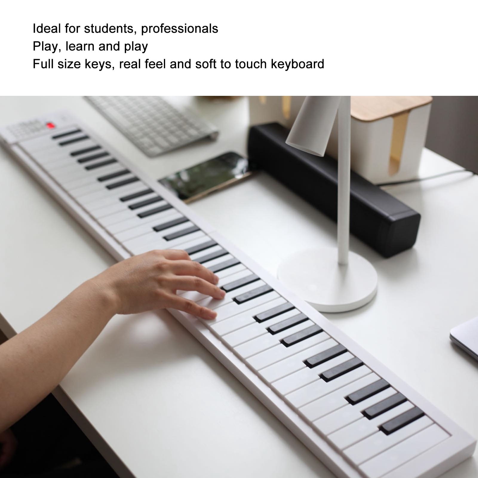 Clavier Piano Pliable 61 Touches – Portable, Son Réaliste, Enregistrement & 100 Rythmes, Idéal Débutants & Enfants (Noir)