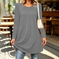 thumbnail image 2 of Edvintorg Womens Tunic Tops Plus Size Solid Color Long Sleeve Crew Neck Loose Lightweight Casual Shirt Women's Clothing Gray Pull-On, 2 of 7