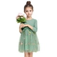 thumbnail image 6 of Kuleyang Toddler Girls Dress Tulle Long Sleeve Floral Cute Knit Bowknot Spring Party Clothes for Little Girls 1-5 Years, 6 of 8