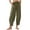 Army Green, variant on AherBiu Linen Pants for Women Capris Drawstring Straight Leg Elastic Loose Pants with Pockets Beach Vacation Trousers