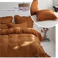 thumbnail image 4 of Simple&Opulence 100% Linen Stone Washed Euro Sham with Ruffle 26x26 Inch Pillow Cover Set of 2, Home Decoration Pillow Soft and Breathable - Rust, 4 of 5