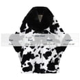 thumbnail image 3 of Fewfanhot Faux Fur Trim Cute Cow Print Poncho Cape, Warm Fleece Lined Open Front Wrap Coat for Women Winter, 3 of 9