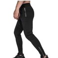 thumbnail image 5 of SGFCWSX Men's Solid Color Jogger Pants with Zipper Fly Drawstring Elastic Waist Slim Fit Cuffed Casual Athletic Trousers Black Size M, 5 of 5
