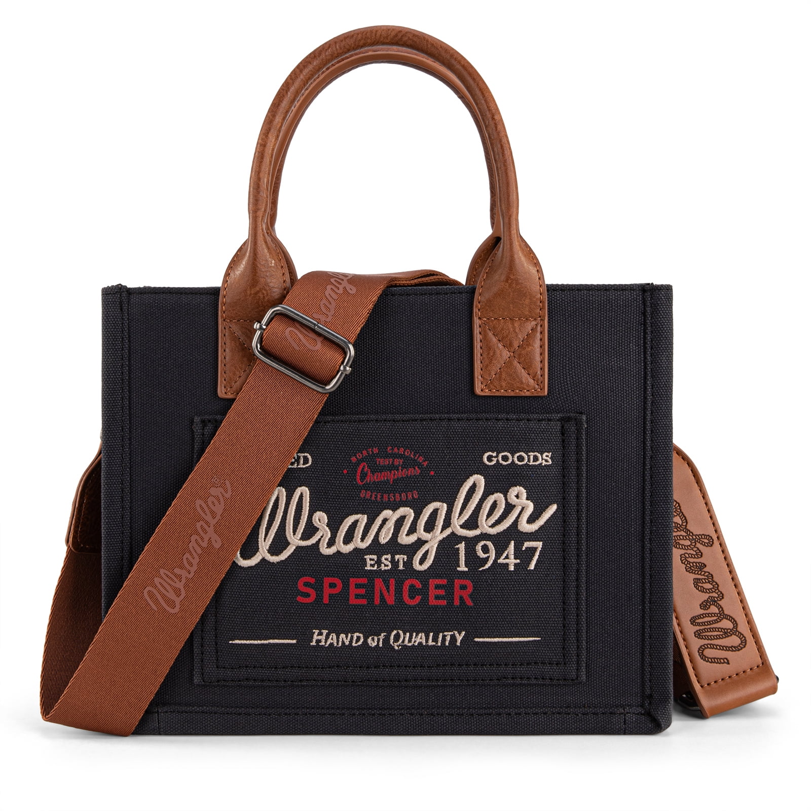 Wrangler Tote Bag for Women Retro Canvas Top Handle Purses and Handbags, Black