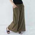 thumbnail image 4 of Timegard Womens Cotton Linen Pants Wide Leg Elastic Waisted Drawstring Casual Loose Trousers with Pockets, 4 of 4