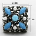 thumbnail image 2 of Luxe Jewelry Designs Women's Stainless Steel Ring with Sea Blue Synthetic Turquoise Stones - Size 7, 2 of 4