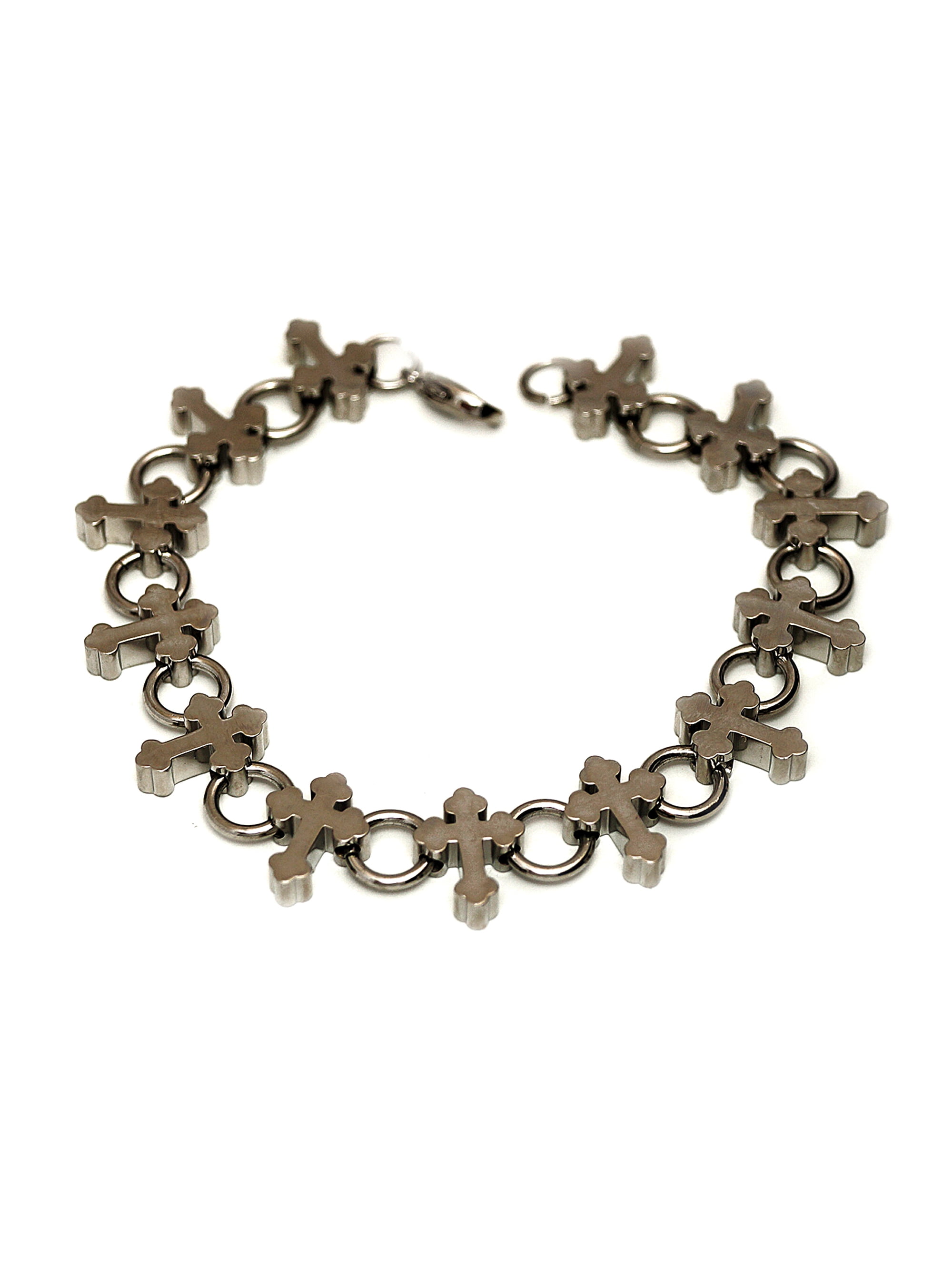 Men's Stainless Steel Cross Link Bracelet, 8