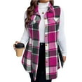 thumbnail image 2 of gcong Plaid Vest for Women, Button Down Sleeveless Shirts Lapel Flannel Shacket Fall Long Blazer Jacket Ladies Casual Outwear Loose Cardigan Winter Coats with Pockets, 2 of 5