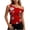 Red, variant on WRKEKC Summer Tank Tops for Women Floral Off Shoulder Slim Fit Sleeveless Casual Top with Ruffled Hem and Cropped Length