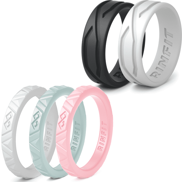 Rinfit women's silicone wedding ring 5 Rings Pack Mix