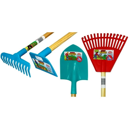 EMSCO Little Diggers Kids Garden Tool Set - Durable Safe Plastic - 4-Piece Gardening Kit