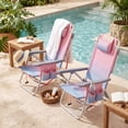 thumbnail image 4 of Gymax Lot de 2 Chaises de Plage Pliantes Type Sac à Dos, Chaises Inclinables d'Extérieur à 5 Positions avec Oreiller, 4 of 9
