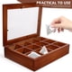 thumbnail image 5 of Soporte de madera para bolsitas de té, estuche de almacenamiento para bolsitas de té, soporte para bolsitas de especias con 12 compartimentos y tapa transparente, 5 of 7