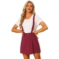 thumbnail image 1 of Minifalda Vaquera De Tirantes Con Botones De Una Línea Para Mujer Allegra K Vino Tinto XS, 1 of 5