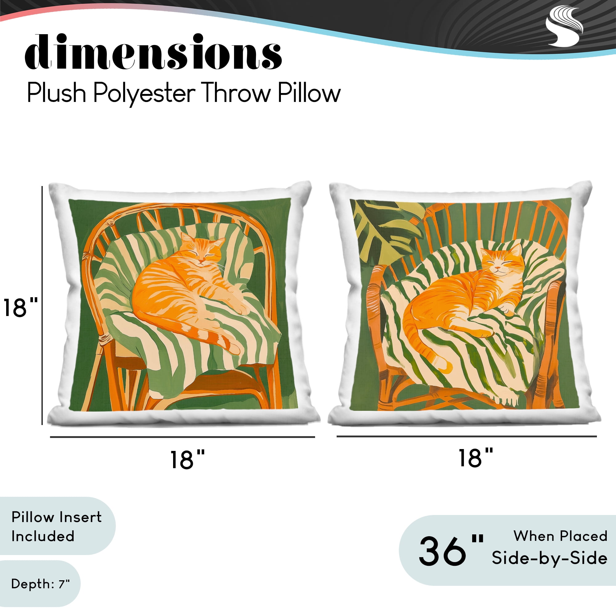 Stupell Industries Cozy Cats in Rattan Chairs 2 Piece Decorative Printed Throw Pillow Set, design by Walker Noble
