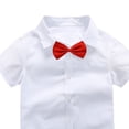 thumbnail image 5 of Boys formal Outfit 4pcs Sets Short Sleeve Dress Shirt Adjustable Suspender Shorts Bow Tie for 2-14 Years Red-B, 5 of 6