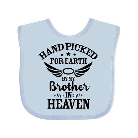 

Inktastic Handpicked for Earth by My Brother in Heaven Angel Wings Boys or Girls Baby Bib