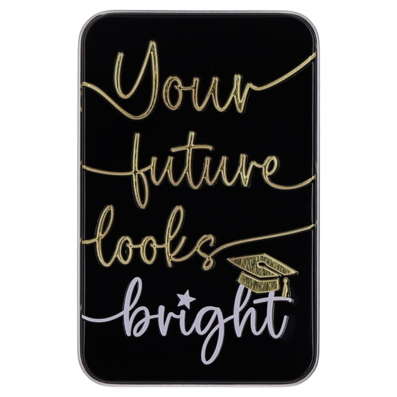 Your Future Looks Bright Tin Gift Card Holder, Black and Gold, Graduation by Way To Celebrate