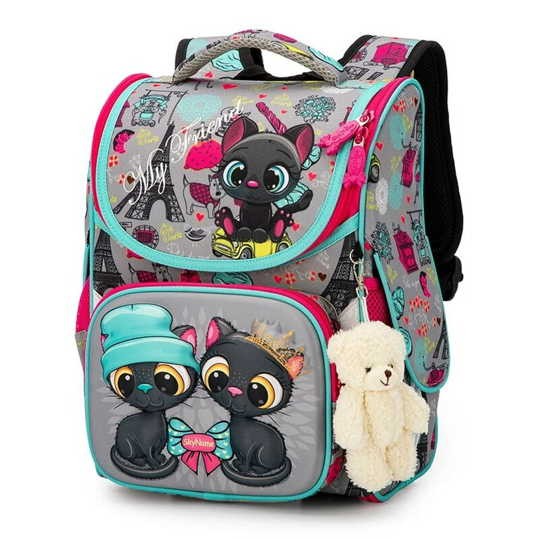 Children Cartoon Cat School Bag For Girls Boy Orthopedic Backpack