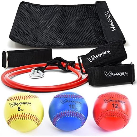 Weighted Baseballs for Pitching & Hitting - Bonus J-Bands & Carry Bag - Set of 3 Balls (8/10/12 oz) - for Youth & Adult Baseball or Softball Practice - Regulation Size