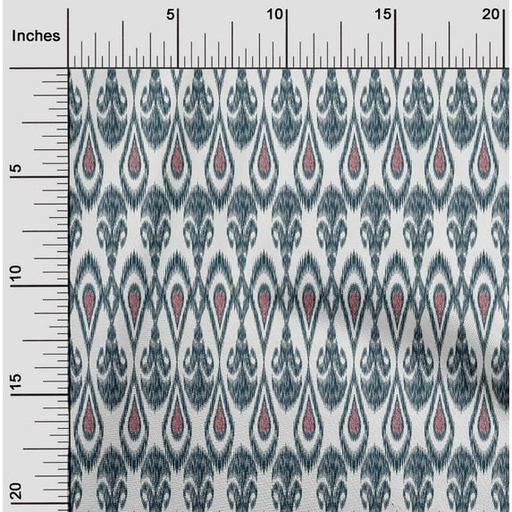 oneOone Polyester Lycra Fabric Ogee Ikat Printed Craft Fabric BTY 56 Inch Wide