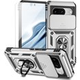 thumbnail image 1 of for Google Pixel 8 Case with Slide Camera Cover HD Screen Protector [Military Grade 16ft. Drop Tested] Magnetic Ring Holder Kickstand Protective Phone Case for Google Pixel 8 2023 (6.2 inch), Black, 1 of 5