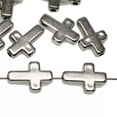 thumbnail image 3 of U8MO 200 Silver Tone Metallic Acrylic Smooth Cross Beads 13X9mm Earring Craft DIY-13X9mm, 3 of 9
