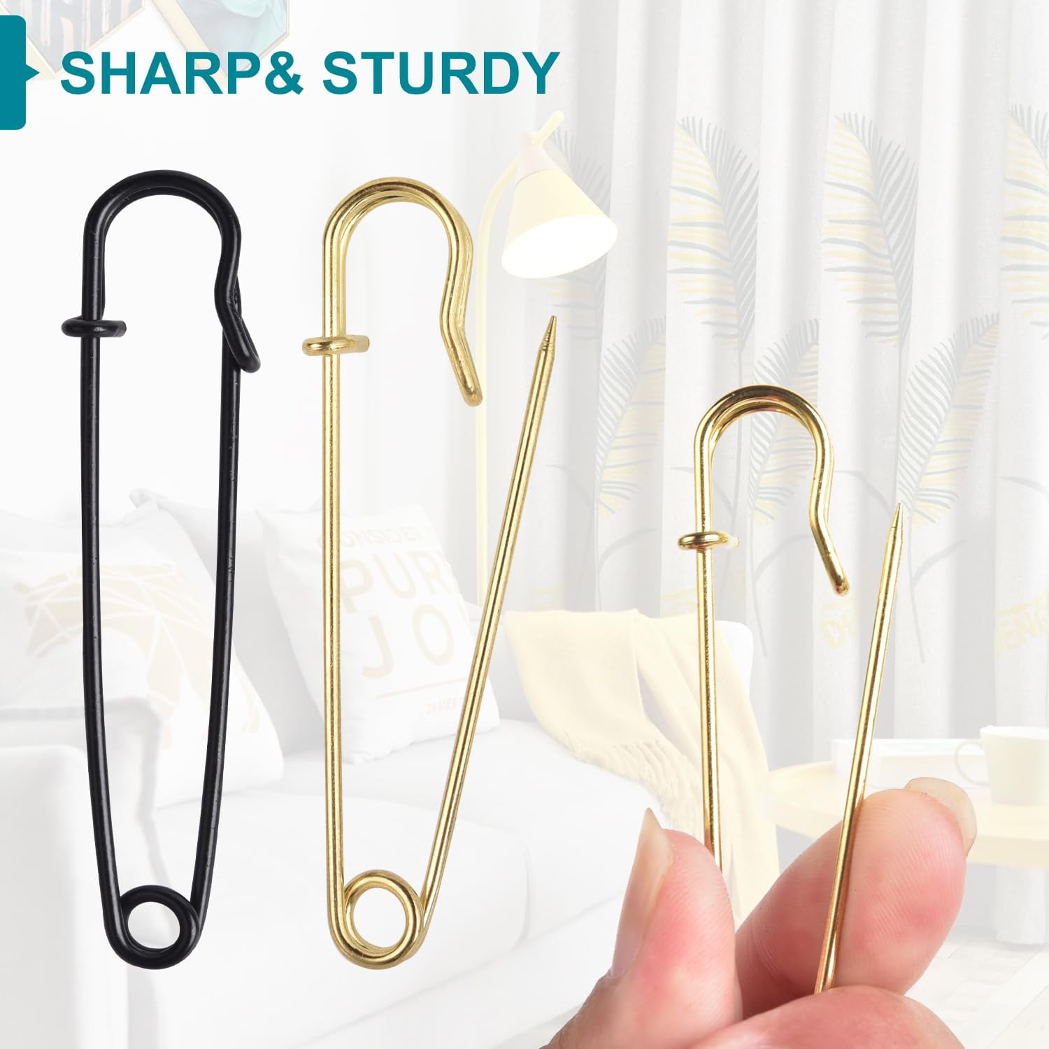 Solennerer Safety Pins Extra Large Heavy Duty - 20PCS 3Inch Blanket Pins, Strong & Sturdy Bulk Pins for Blankets, Skirts, Crafts, Kilts - Black
