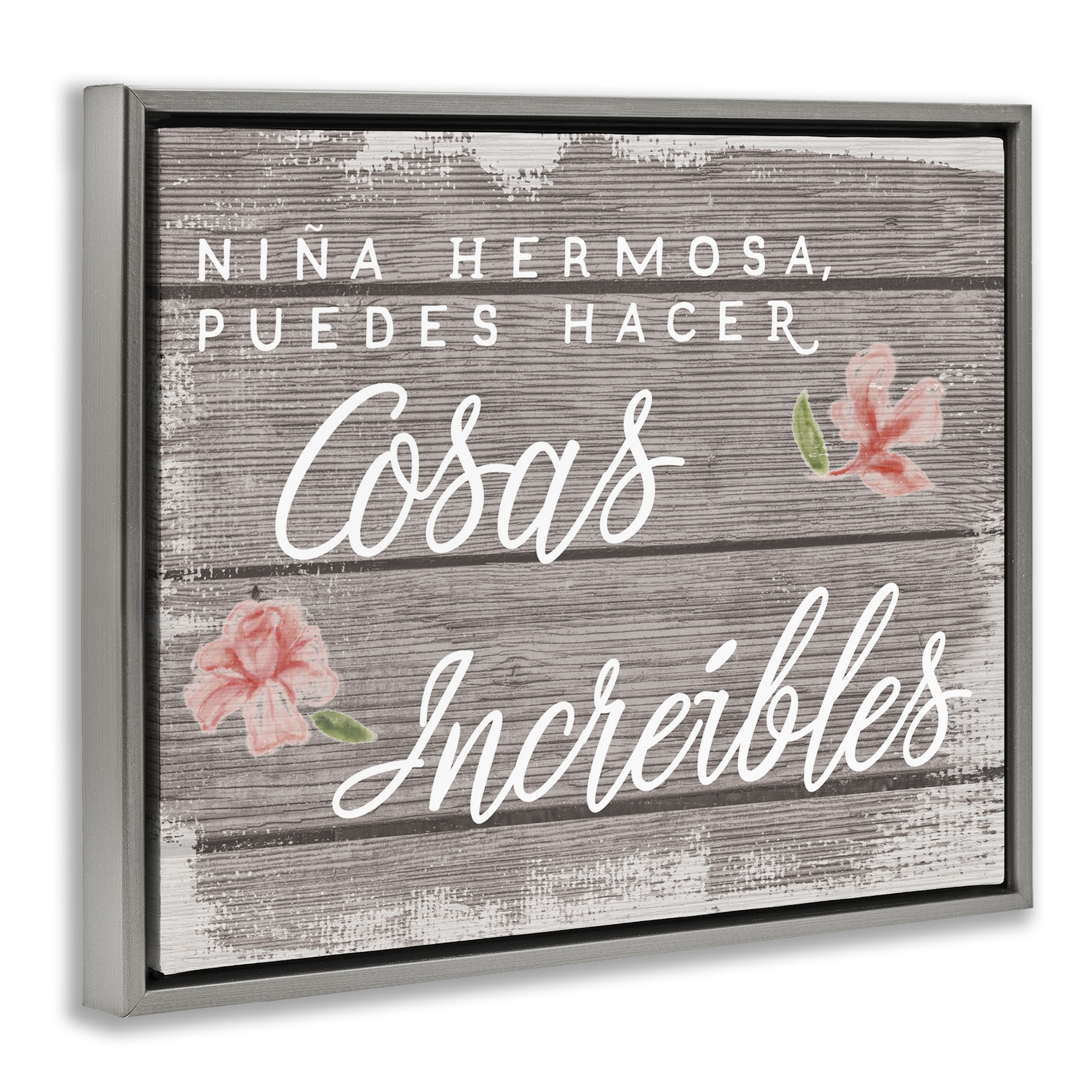 Stupell Industries Niña Hacer Cosas Increíbles Inspirational Quotes & Sayings Painting Gray Floater Framed Art Print Wall Art, 21 x 17