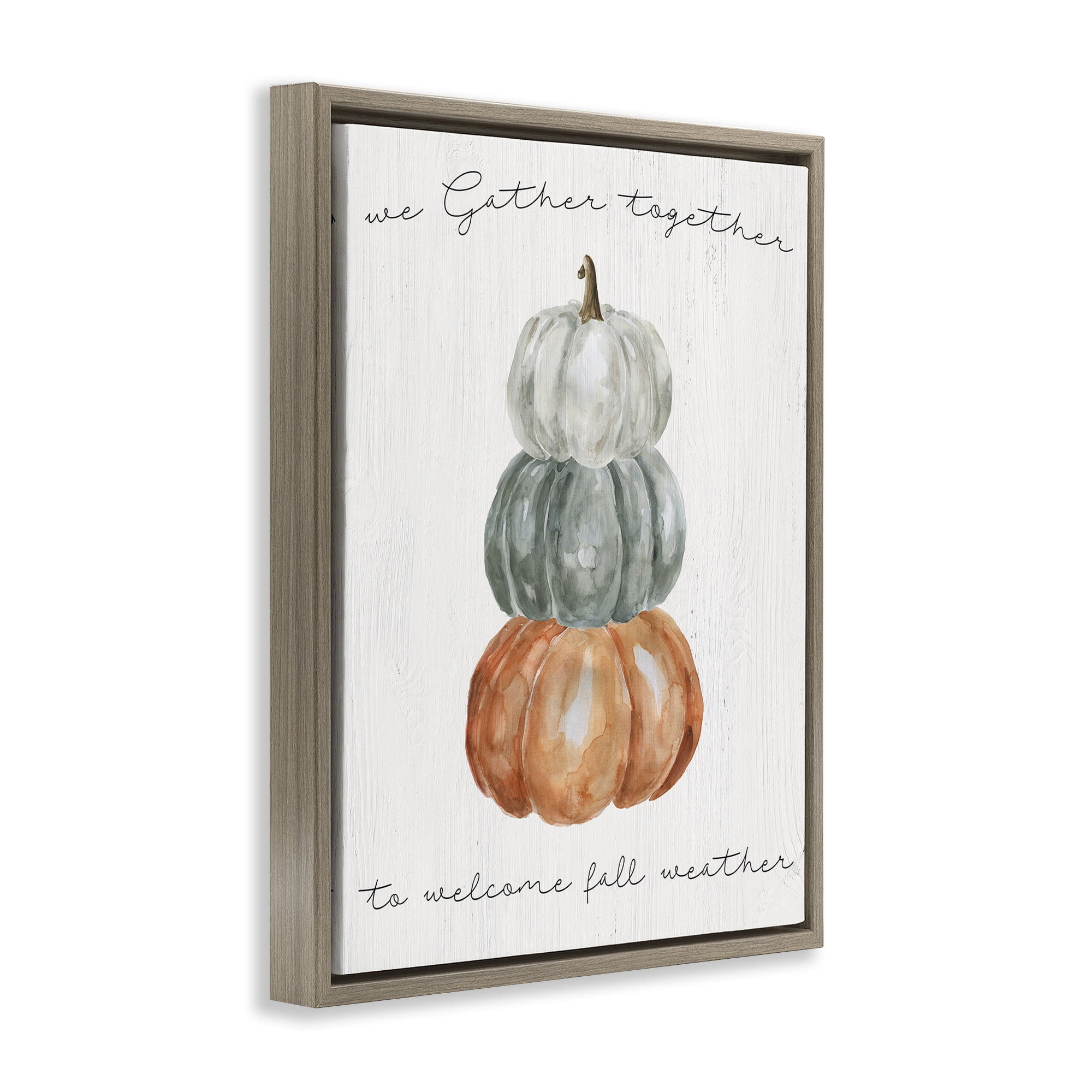 Stupell Industries Gather Together Fall Weather Brown Framed Floater Canvas Wall Art, design by Livi Finn