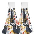 thumbnail image 2 of Black Cat Seamless Pattern Hand Towels 2 Pack Quick Dry Velvet Soft with Velcro Kitchen Bath 14x18in, 2 of 7