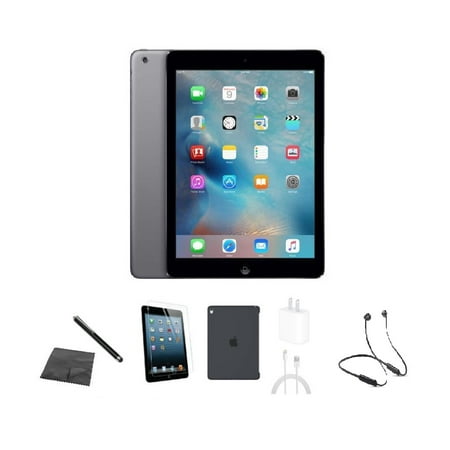 Restored Apple iPad Air A1475 (WiFi + Cellular Unlocked) 16GB Space Gray  Bundle w/ Case, Bluetooth Headset, Tempered Glass, Stylus, Charger