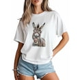 thumbnail image 3 of Women's T-Shirt Funny Animal Donkey Short Sleeve Casual Tee Classic Crew Neck T Shirt for Women White, 3XL, 3 of 7