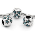 thumbnail image 2 of European Charm Beads Antique Silver Star Carved Light Blue Rhinestone, 2 of 4