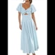 thumbnail image 3 of Vestido Bohemio de Verano para Mujer, con Escote en V, Corta, Corte A y Bolsillo. Azul S, 3 of 10