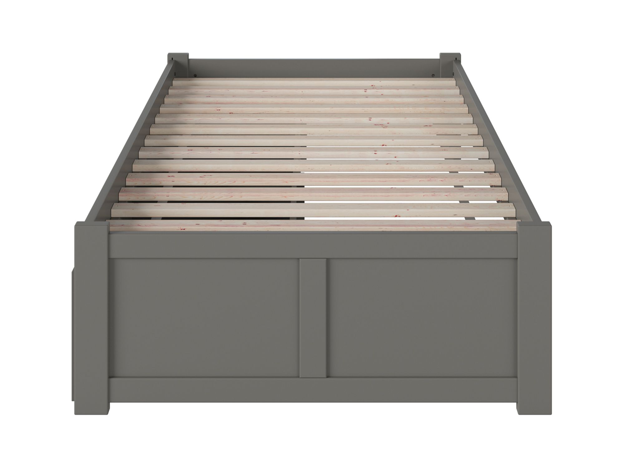AFI Concord Twin Solid Wood Platform Bed with Footboard & 2 Storage Drawers in Grey