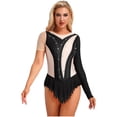 thumbnail image 2 of Doomiva Womens Shiny Rhinestones Figure Skating Dress Ballet Dance Skirted Leotard Black XL, 2 of 7