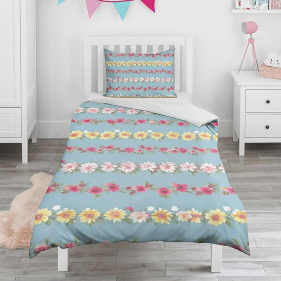 Pioneer Flower Duvet Cover and Pillowcase Set for Single Bedding, Bedroom Accessories for Kids Teens