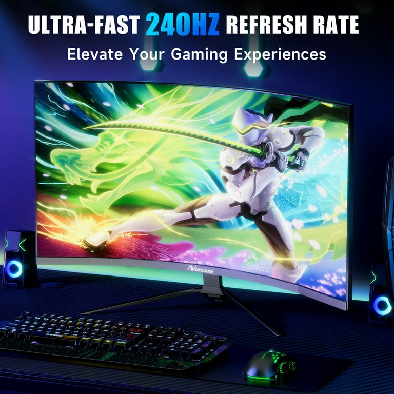 240Hz Gaming Monitor, 27 Inch Frameless Display Full HD 1920 x 1080P,  Curved 1800R, VA 1ms MPRT, FreeSync, Speakers, DisplayPort/HDMI, VESA -  F2740C